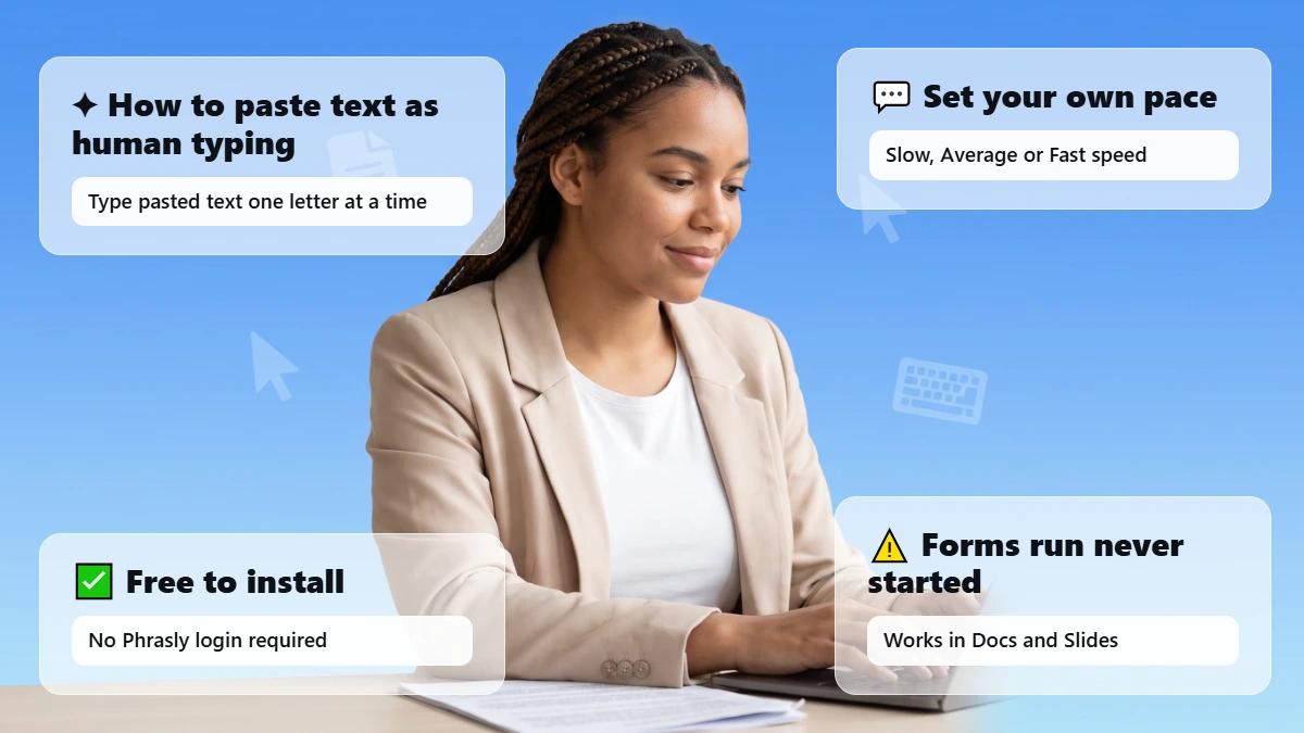 Student with printed pages, header art for the human auto typer guide