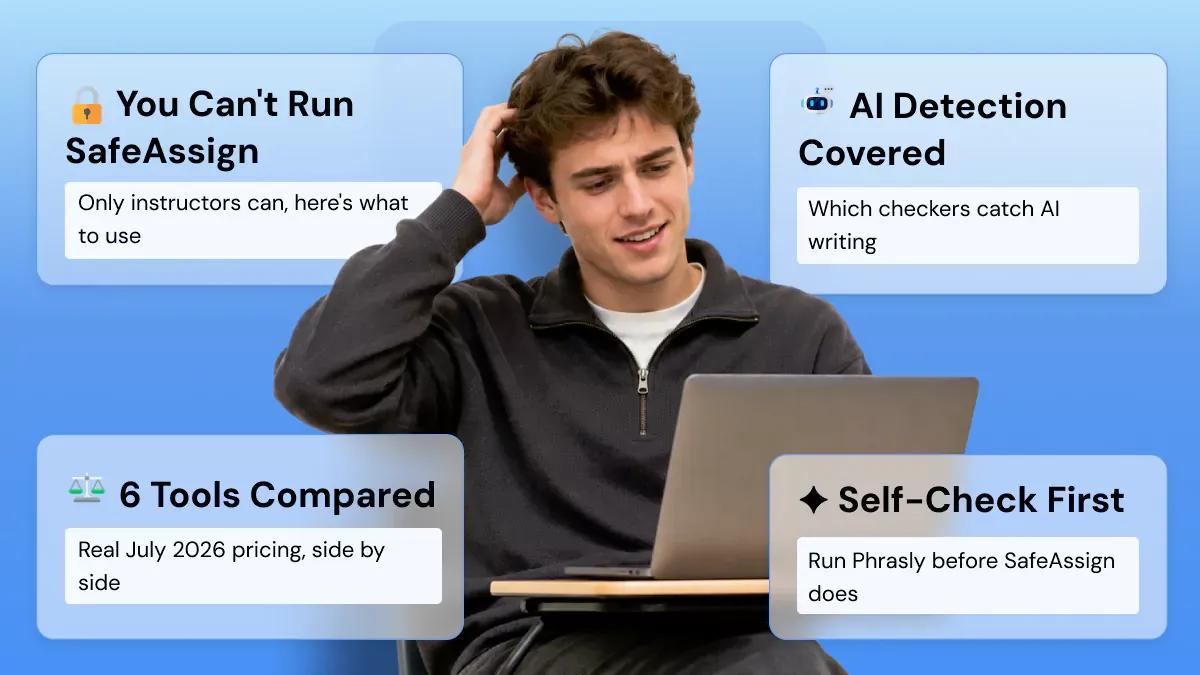 Six SafeAssign alternatives students can run themselves, compared by price and AI detection
