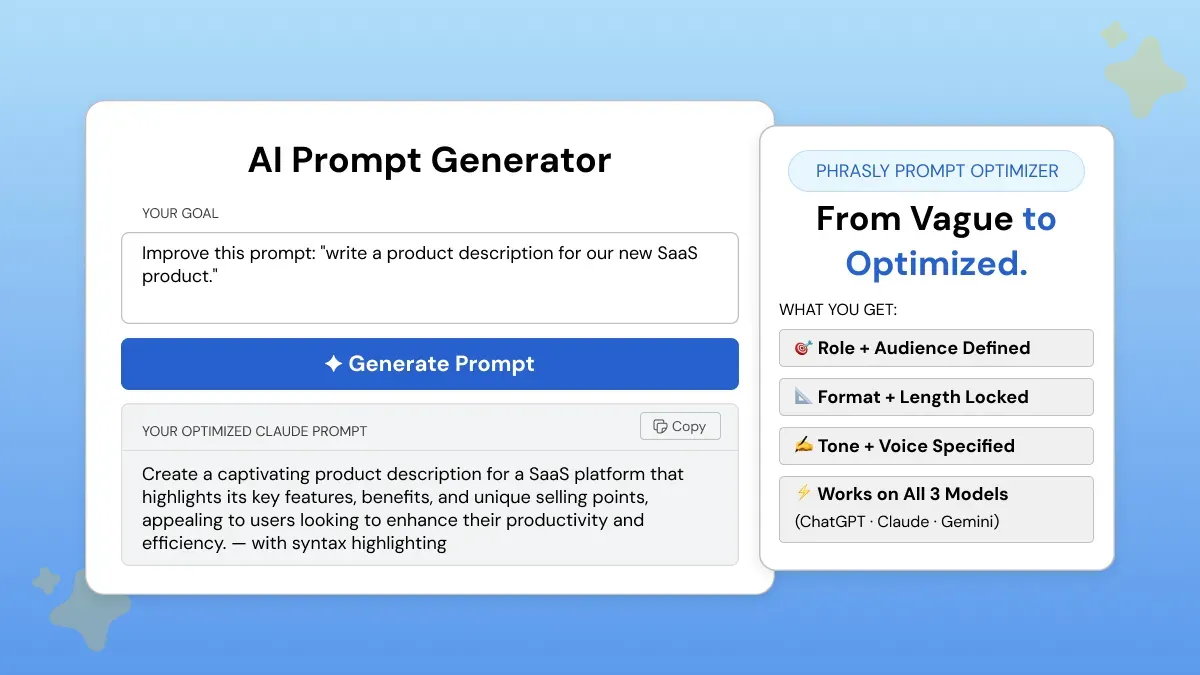 Phrasly AI Prompt Generator to Optimize Prompts