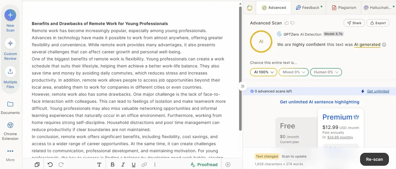 Essay raw AI score