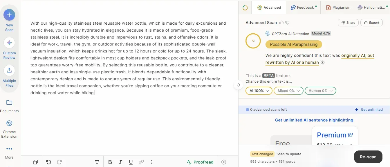 Product description paraphrased score