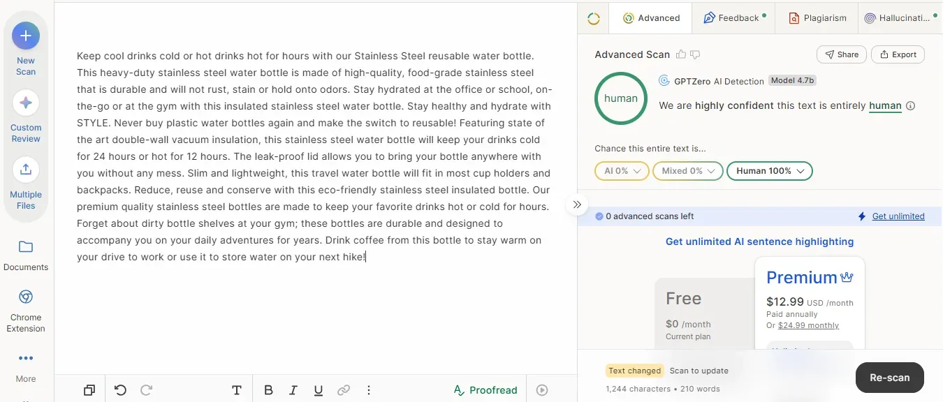 Product Phrasly humanized score