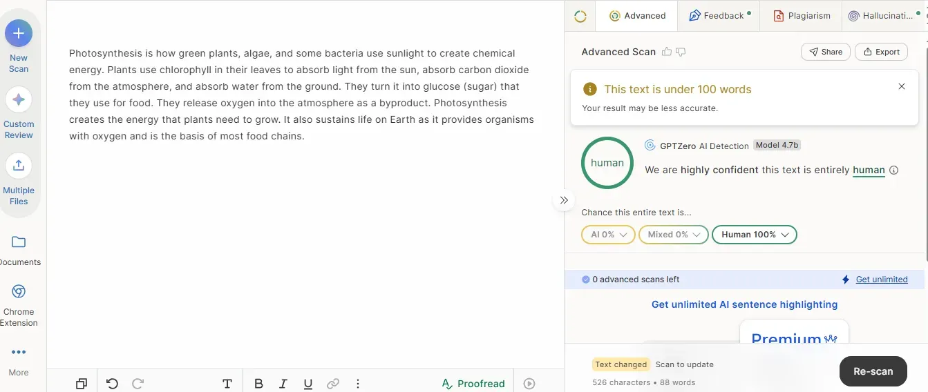 Short answer Phrasly humanized score